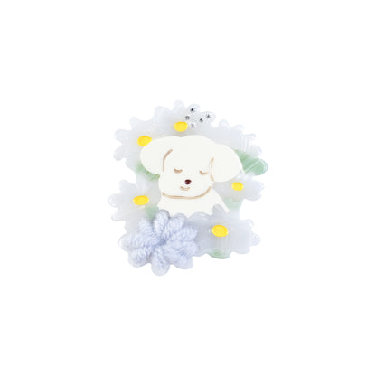 Likio × Teraoka Natsumi 2026 Collection Puppy in Bloom Yarn Hair Clip