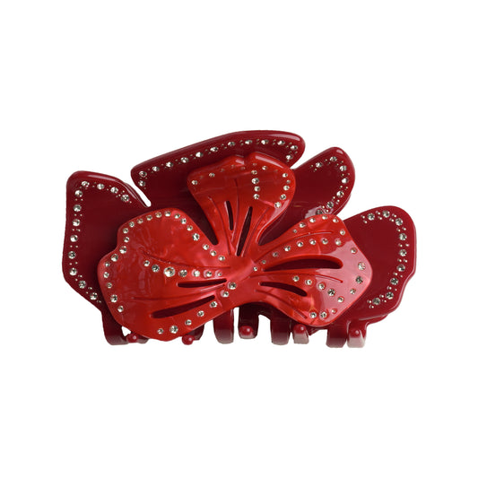 Likio Floral-Shadow Layered Diamond Hair Claw