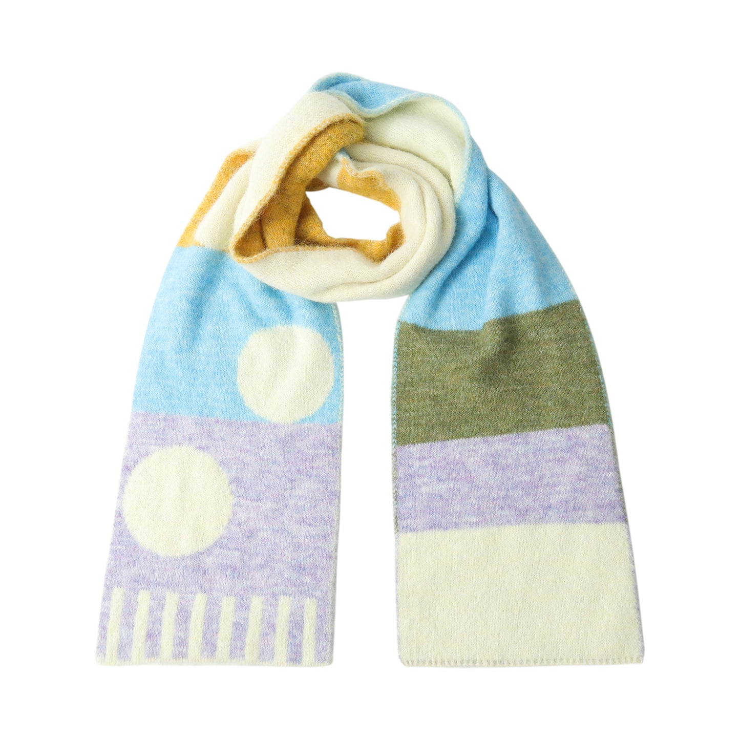 Doodle Buttons Color Block Scarf