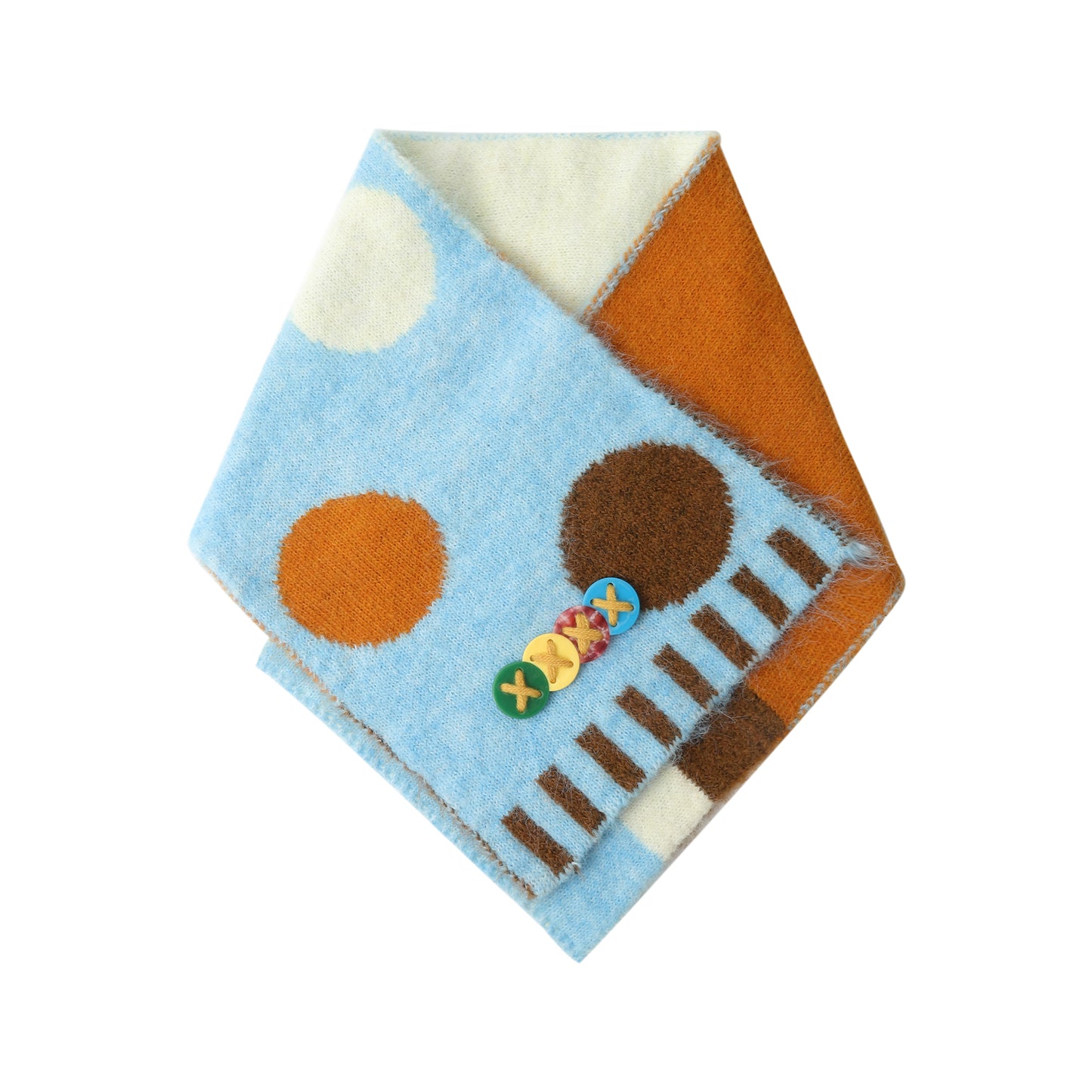 Doodle Buttons Color Block Scarf