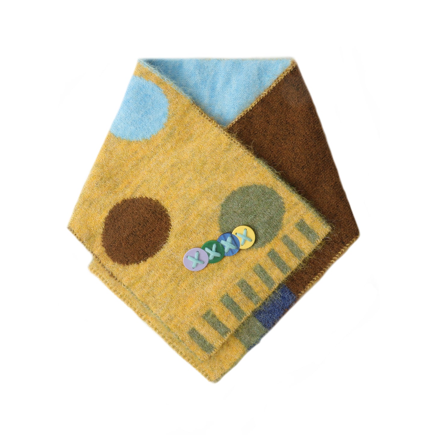 Doodle Buttons Color Block Scarf