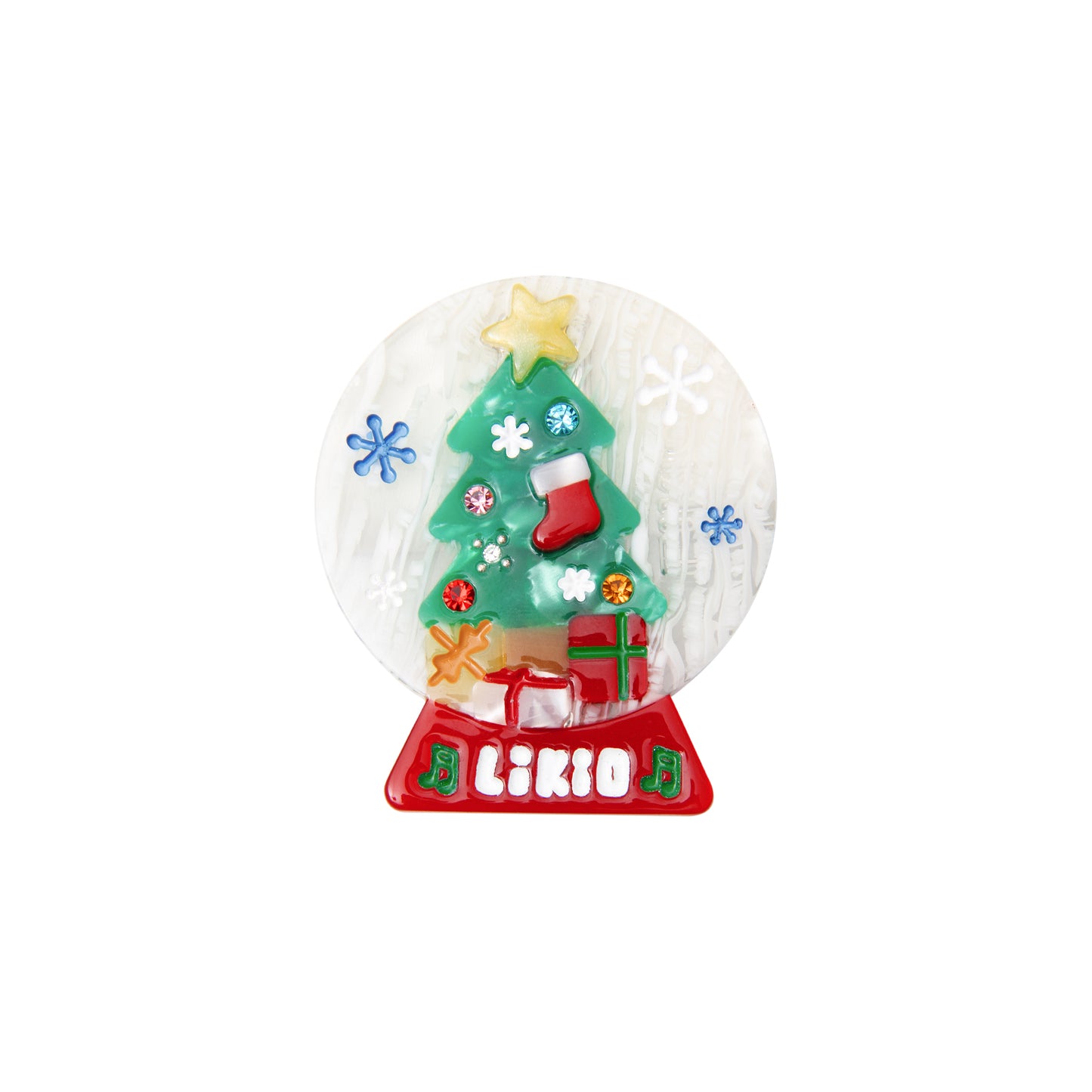 Warm Christmas Wishing Notes Colorful Snow Globe Hair Clip