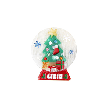Warm Christmas Wishing Notes Colorful Snow Globe Hair Clip