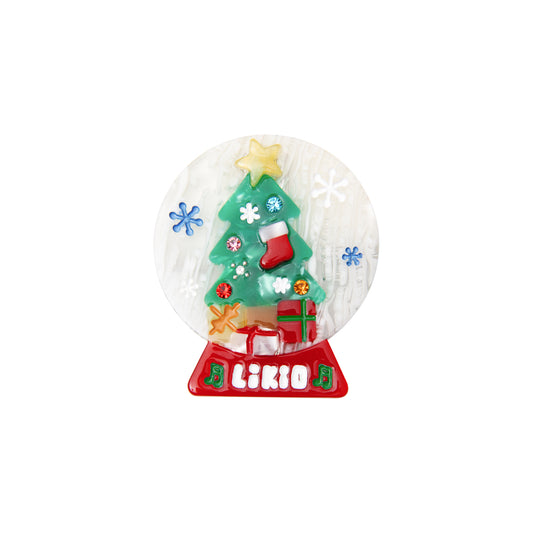 Warm Christmas Wishing Notes Colorful Snow Globe Hair Clip