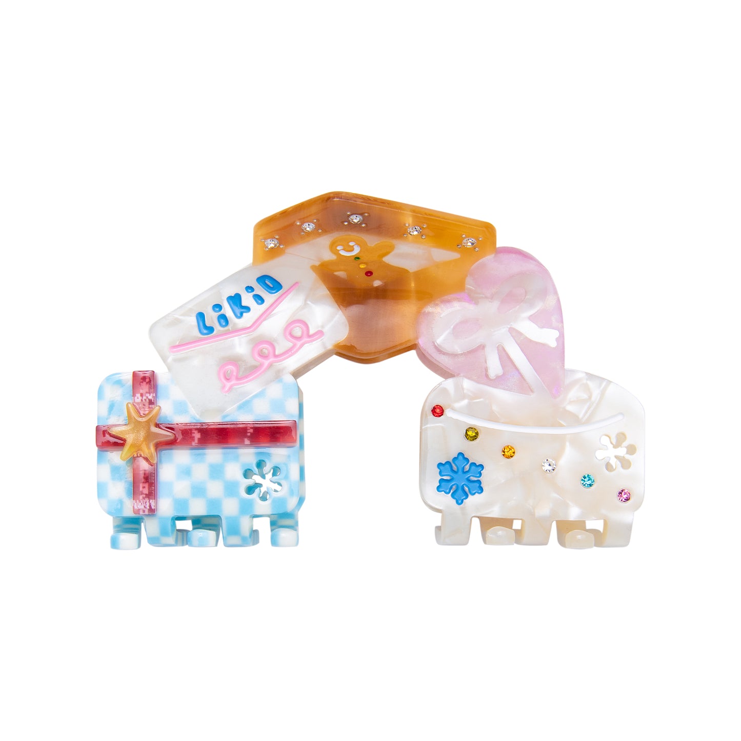 Whimsical Holiday Colorful Gift-Box Fun Hair Claw