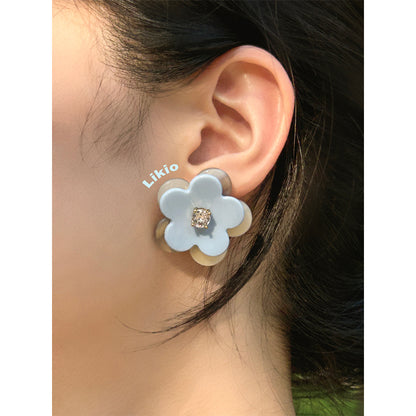 Double Layers Flower Earrings