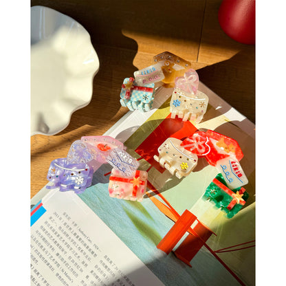 Whimsical Holiday Colorful Gift-Box Fun Hair Claw