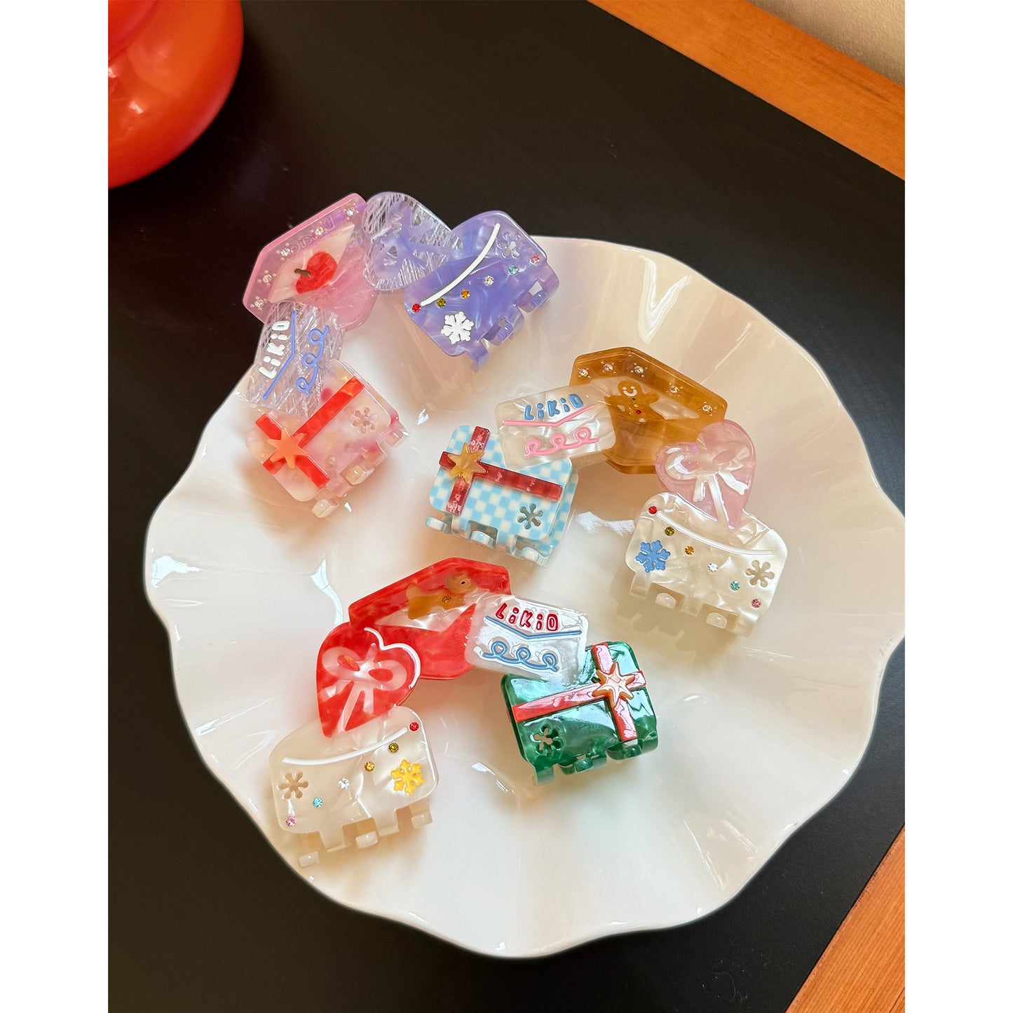 Whimsical Holiday Colorful Gift-Box Fun Hair Claw