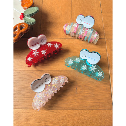 Whimsical Holiday Snowman Hair Claw