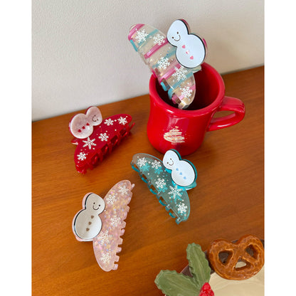 Whimsical Holiday Snowman Hair Claw