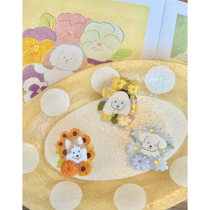 Likio × Teraoka Natsumi 2026 Collection Puppy in Bloom Yarn Hair Clip