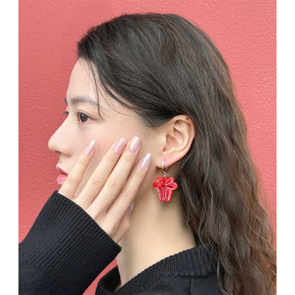 3D Ribbon Gift Earrings
