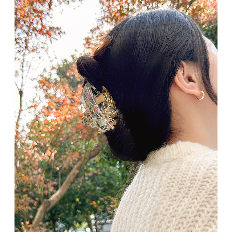 Earthy Autumn Leaf Hair Claw