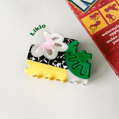 Paul’s Floral Puzzle Colorblock Hair Claw