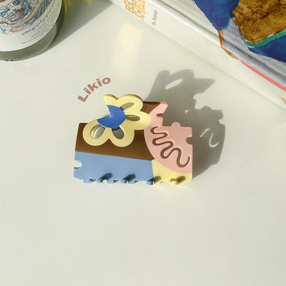 Paul’s Floral Puzzle Colorblock Hair Claw