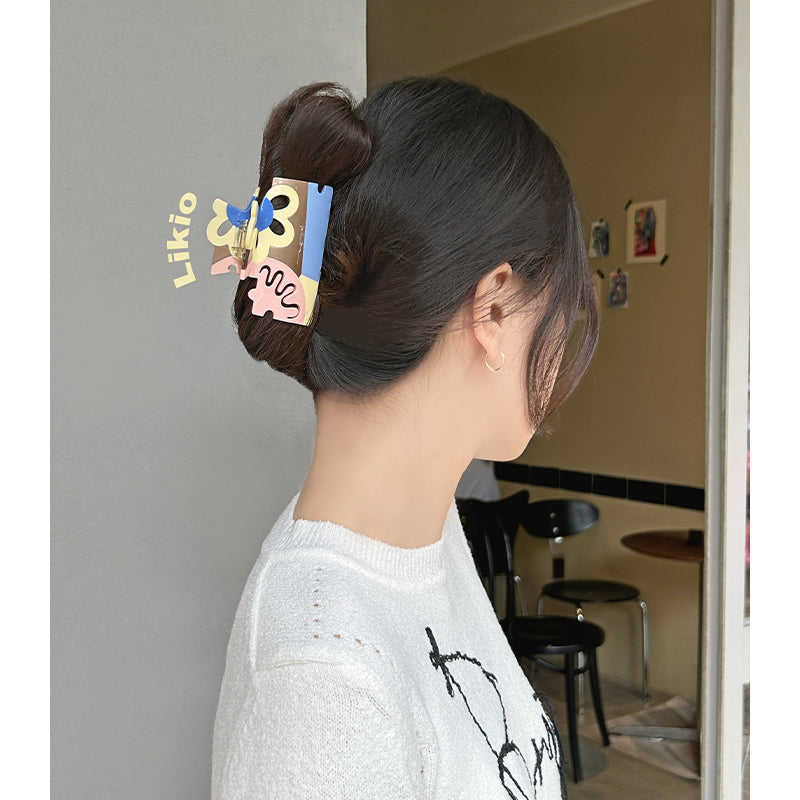 Paul’s Floral Puzzle Colorblock Hair Claw