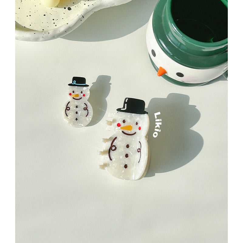 Top Hat Snowman Hair Claw