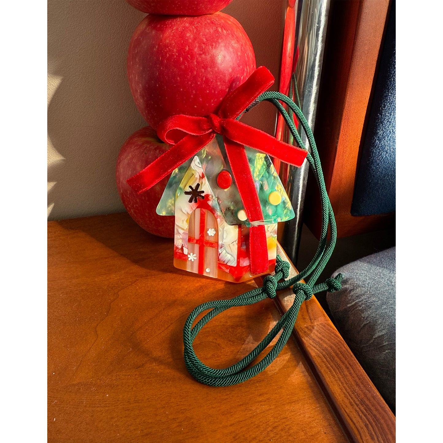 Whimsical Holiday Snowflake House Bag Charm