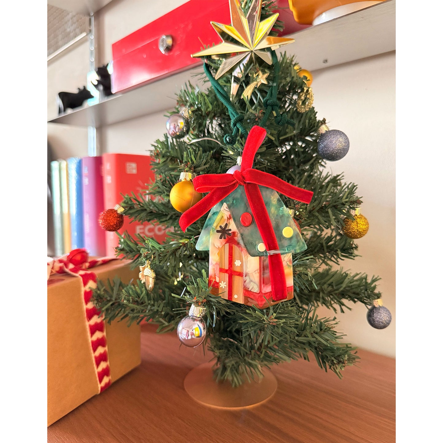 Whimsical Holiday Snowflake House Bag Charm