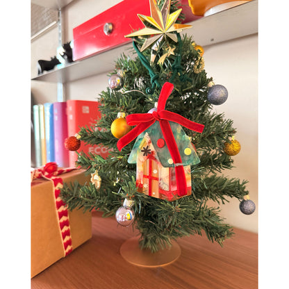 Whimsical Holiday Snowflake House Bag Charm