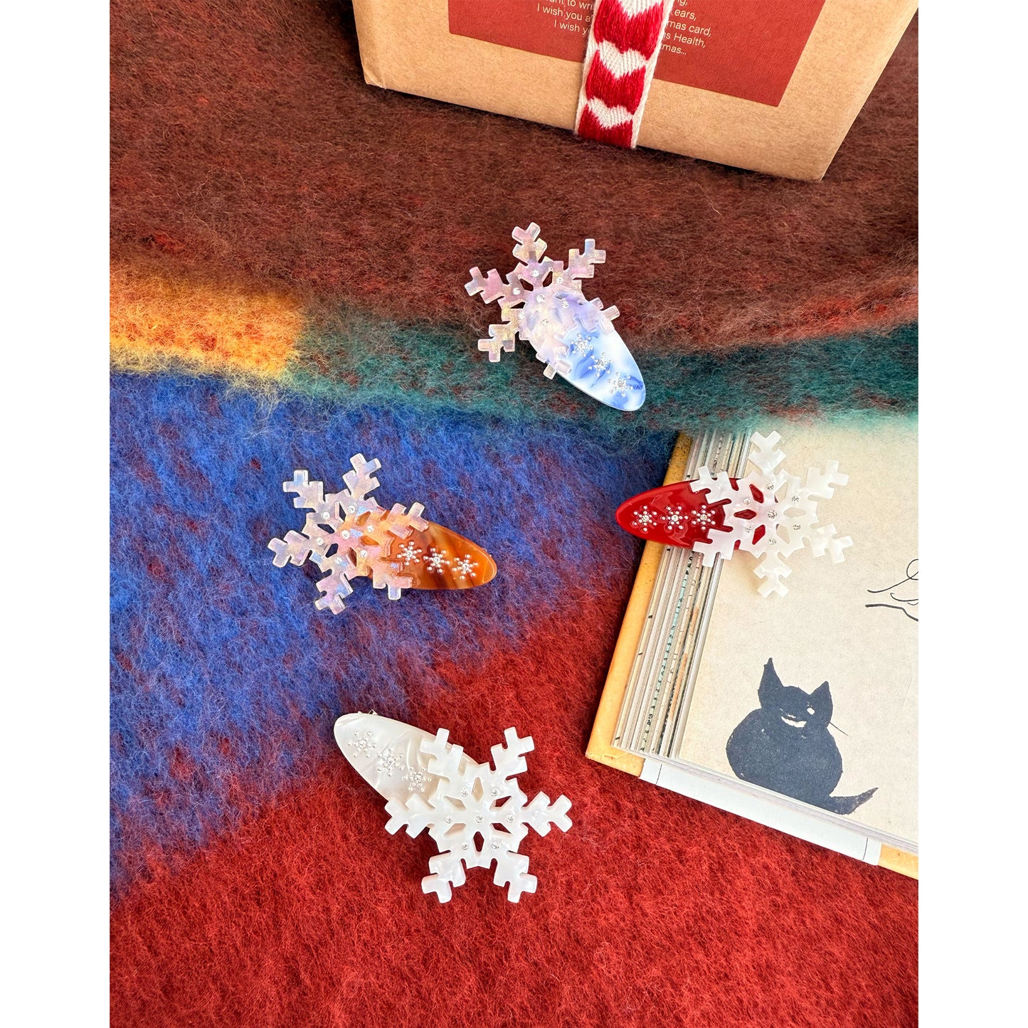 Whimsical Holiday Snowflake mini Waterdrop Hair Clip