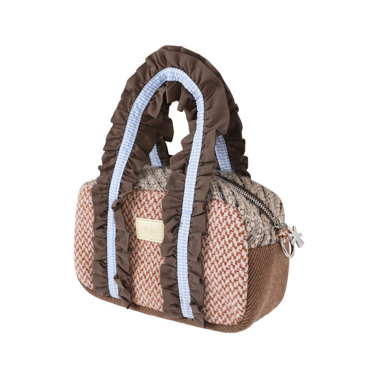 Ruffled Plaid Tweed Handbag