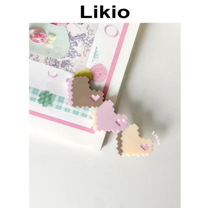 Mosaic Biscuit Bubble Heart Colorblock Hair Clip