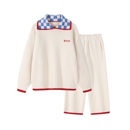 Button-Down High Neck Fleece Pajamas Set