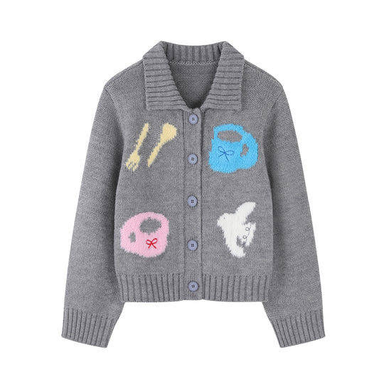 Freedom Kitchen Jacquard Embroidery Wool Cardigan