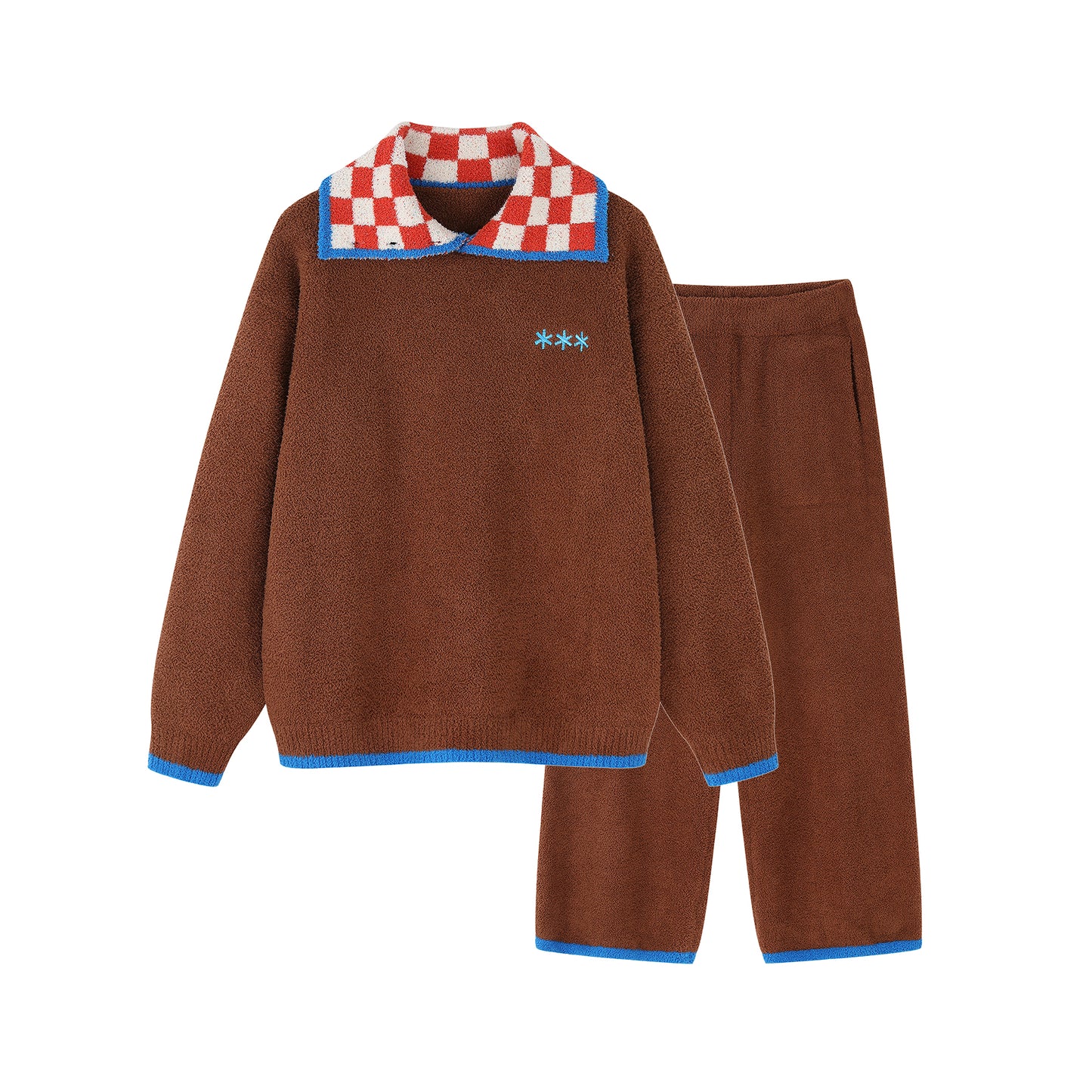 Button-Down High Neck Fleece Pajamas Set