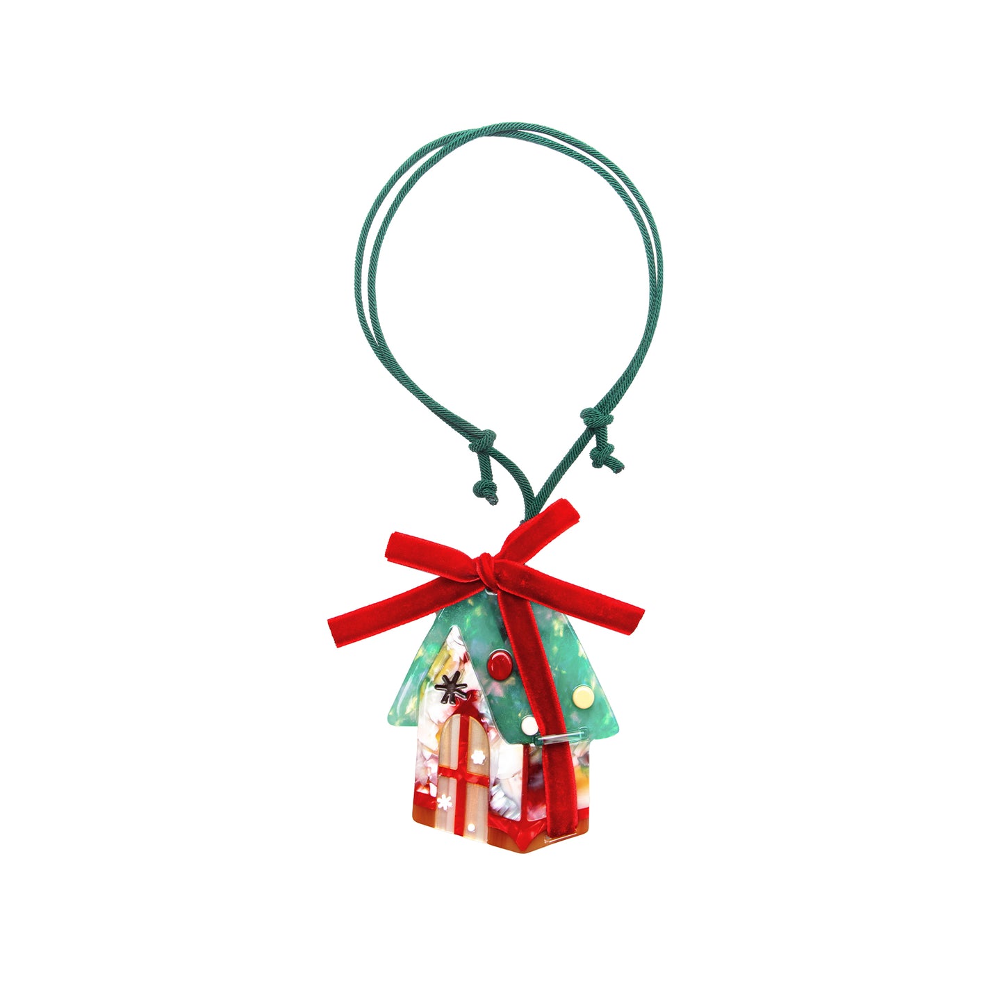 Whimsical Holiday Snowflake House Bag Charm