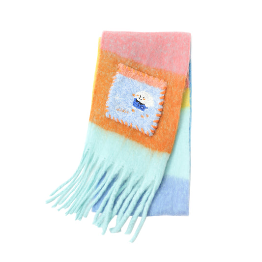Doodle Puppy Rainbow Mohair Scarf