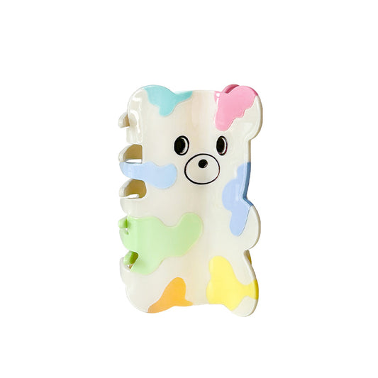 Rainbow Teddy Hair Claw